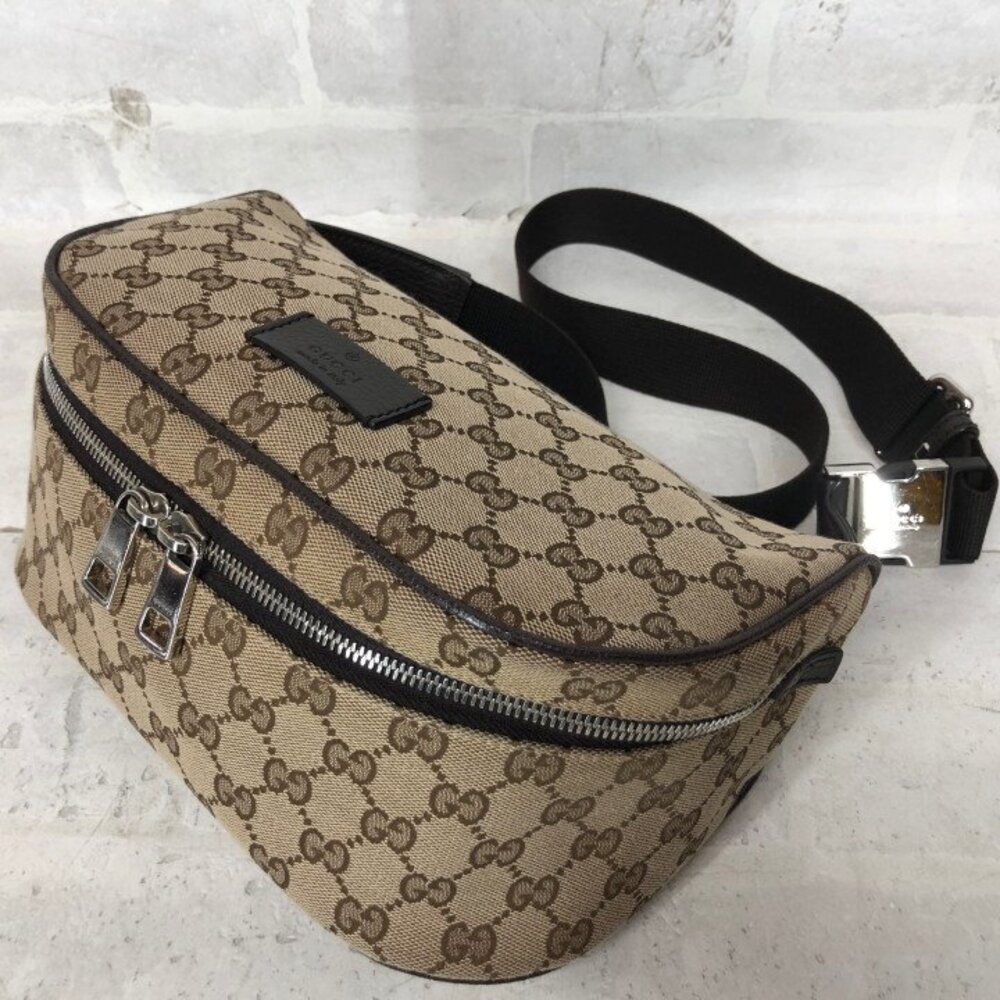 GUCCI GG Canvas Waist Bag Body Beige